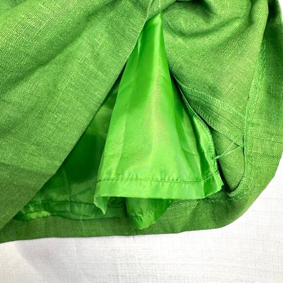 VINTAGE Linen Pencil Skirt Womens 10P Kelly Green Business Casual Summer Resort - Picture 3 of 14